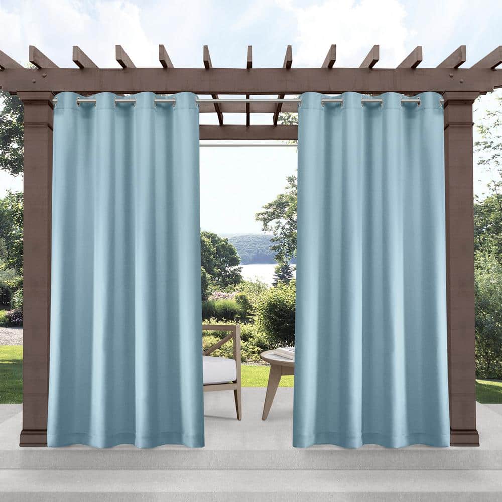 EXCLUSIVE HOME Cabana Blue Solid Light Filtering 54 in. x 84 in ...