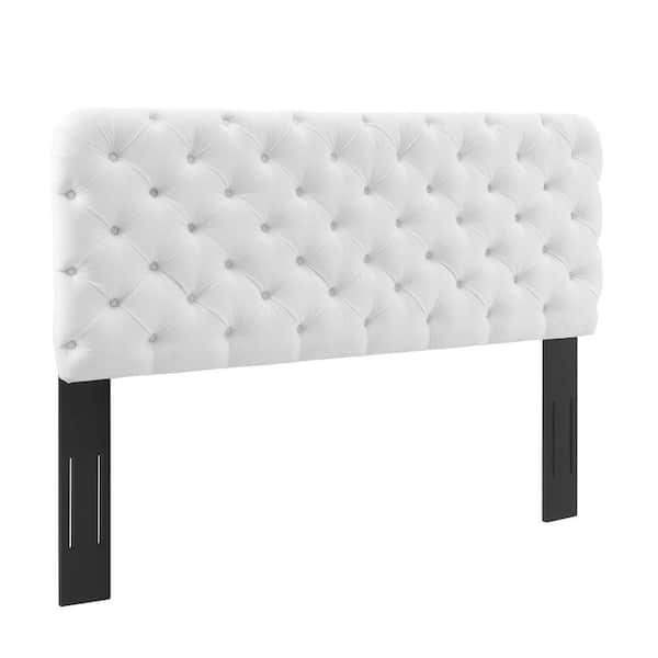 MODWAY Lizzy Tufted in White King/California King Performance Velvet Headboard