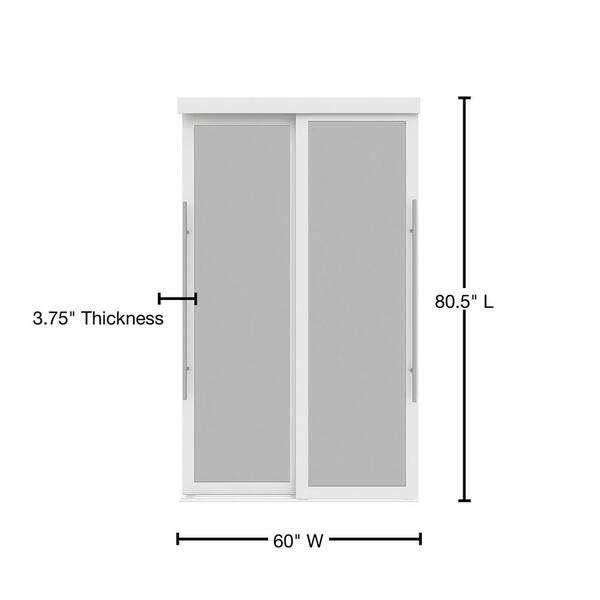 Unbranded - 60 in. x 80.5 in. White Lounge MDF Frosted Sliding Closet Door