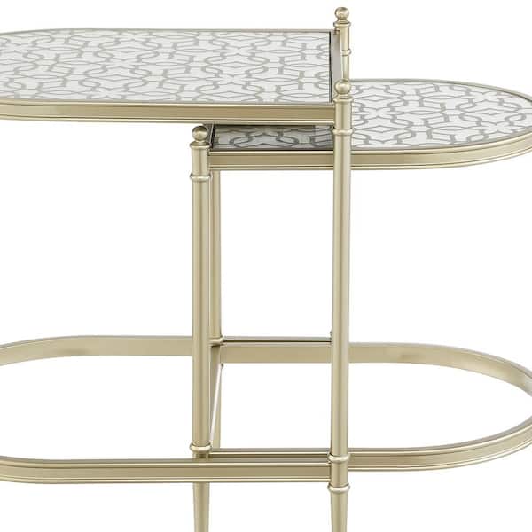 Acme Furniture Zaba 16 in. Champagne Glass Nesting End Table with