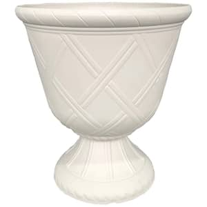 Lattice 10 in. W x 11 in. White Plastic Urn