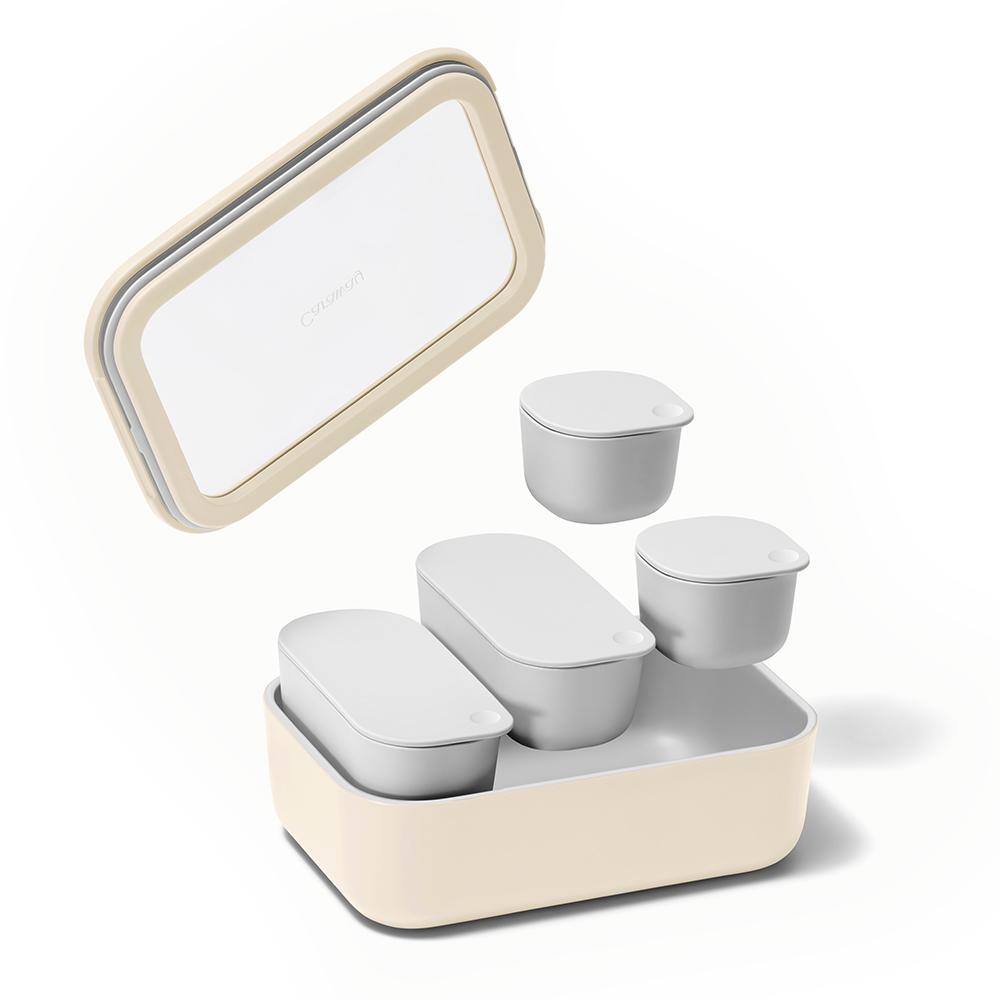 Gray 4-Piece Lidded Ramekin Set for Sauces and Snacks
