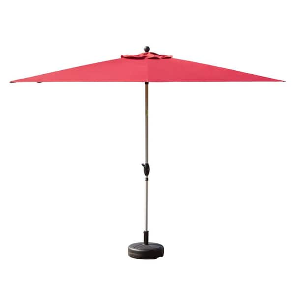 Tileon 10 ft. Steel Market Patio Umbrella in Brick Red, Rectangle Patio Umbrella with Crank Lift and Tilt Function