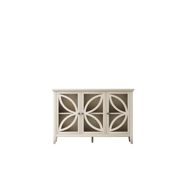 ZIRUWU White Accent Storage Cabinet with Adjustable Shelf