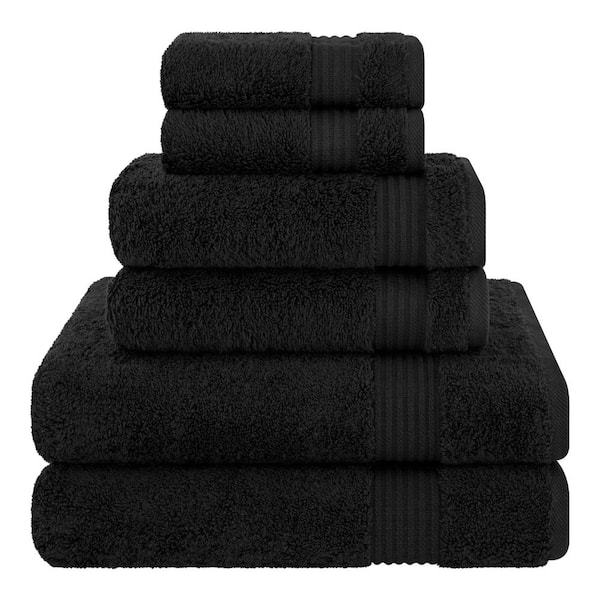American Soft Linen Premium Quality 100% Cotton 6-Piece Bath Towel Set, Black