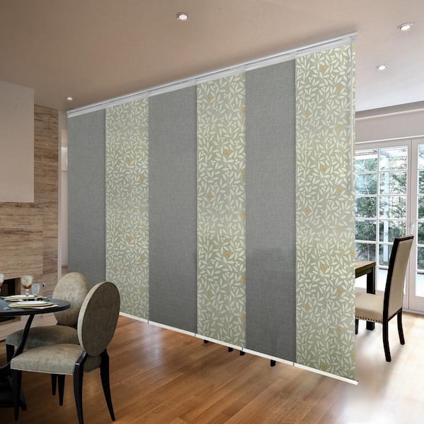 EMOH Spring Storm 70 in. - 130 in. W x 94 in. L Adjustable 6- Panel Satin Nickel Single Rail Panel Track with 23.5 in. Slates