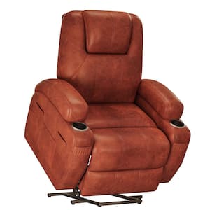 Electric Power Lift Recliner Chair (Leathaire) with Massage for Elderly, Single Sofa with 2 Cup Holders Side Pockets