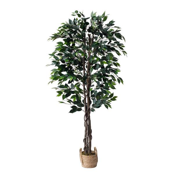 FOREVER LEAF 60 in. Green Artificial Ficus Tree with the Basket FL02321 The Home Depot