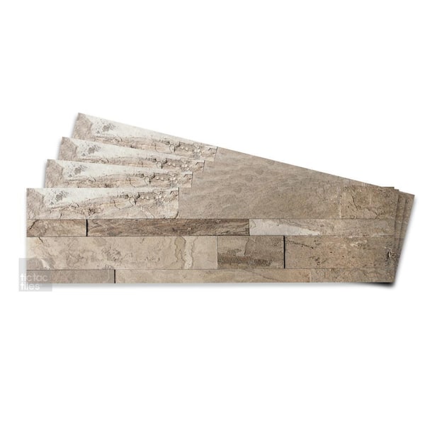 4-sheets Stone Brown 24 in. x 6 in. Peel, Stick Self-Adhesive Decorative 3D Stone Tile Backsplash (3.87 sq.ft. / pack)