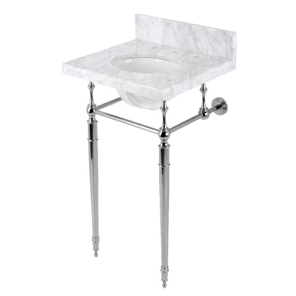 Fauceture 19 in. Marble Console Sink Set with Brass Legs in Marble White/Polished Nickel