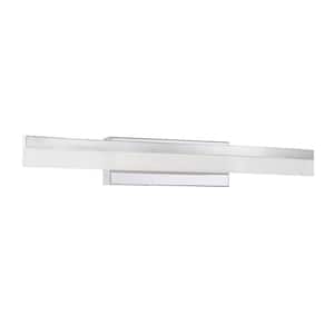 CERV 30.25 in. 1 Light Chrome, White LED Vanity Light Bar with White Acrylic Shade