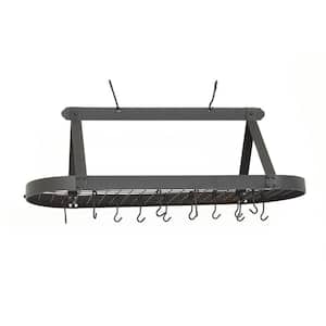 15.5 in. x 19 in. x 48 in. Oval Graphite Pot Rack with 24 Hooks