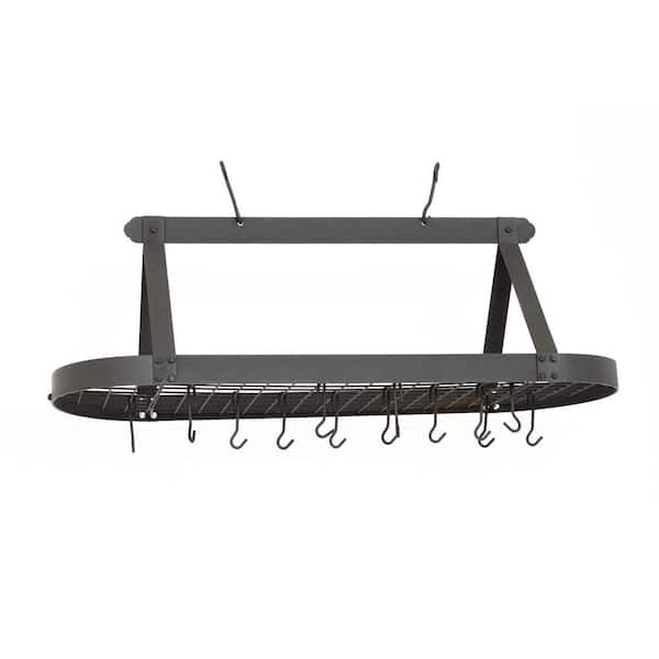 Old Dutch 15.5 in. x 19 in. x 48 in. Oval Graphite Pot Rack with 24 Hooks