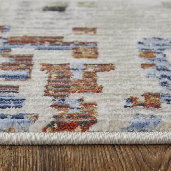 9 ft. x 13 ft. Ivory, Green, Blue Abstract Area Rug