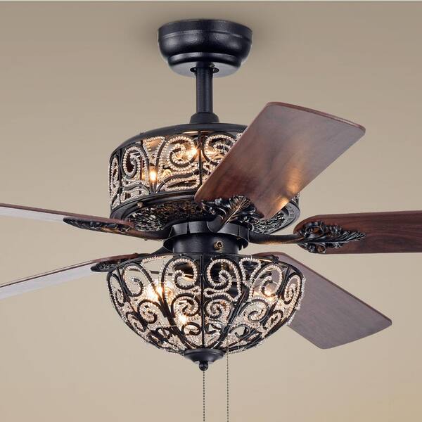 tisaphon dual lamp crystal lighted fan chandelier