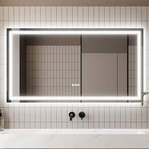 55 in. W x 30 in. H Rectangular Frameless LED Anti-Fog Wall-Mounted Bathroom Vanity Mirror in White