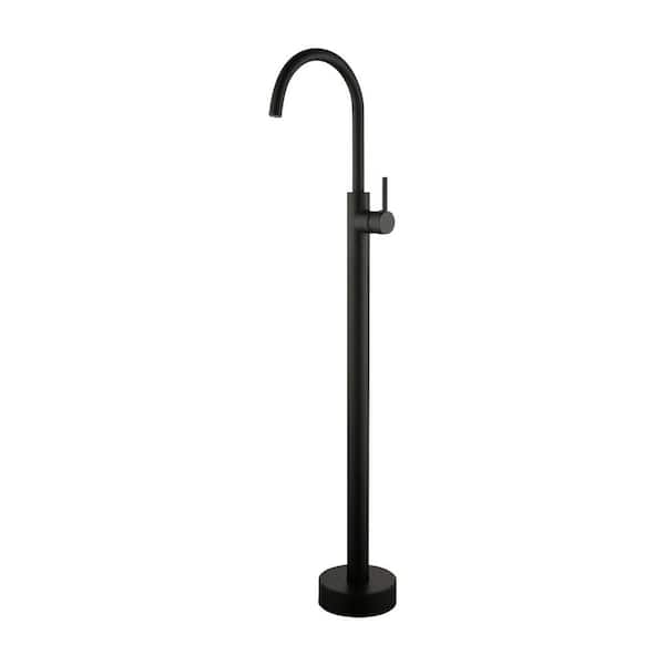 Single Handle Floor Mount Bathtub Faucet Freestanding Tub Filler Standing Shower Faucets in Black