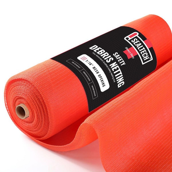 Orange-5 ft. X 50 ft. Debris Netting Rolls - Fire Retardant, 1/16 in. Mesh Roll