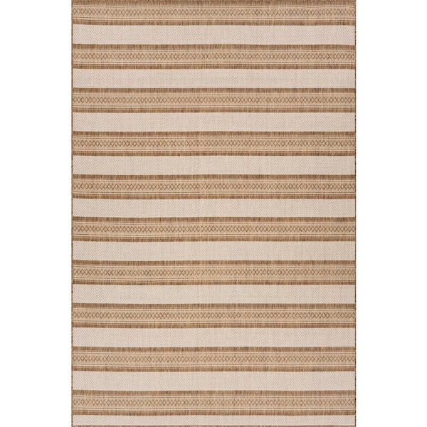 Riselia Abstract Brown 4 ft. x 6 ft. Outdoor Area Rug