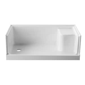 Grenada 60 in. L x 32 in. W x 21 in. H Left Drain Alcove Base and Wall Shower Stall Kit in White