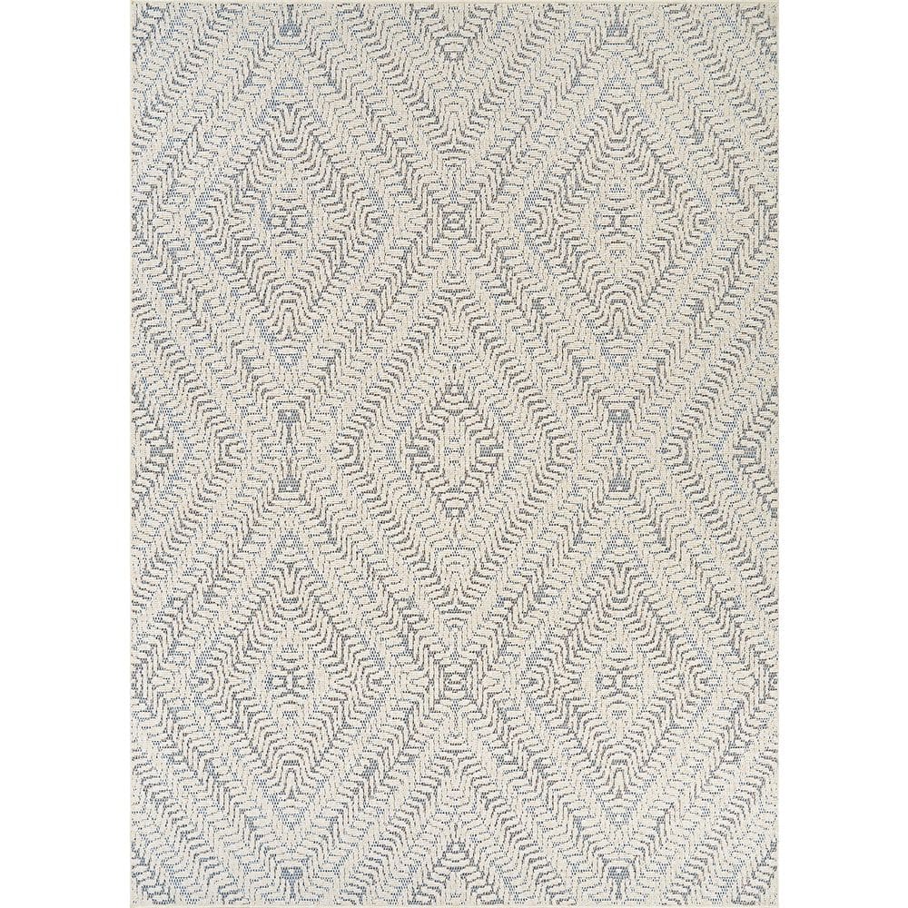 Liguria Levanto Aqua Blue 9 ft. x 12 ft. High-Low Geometric Diamond Indoor/Outdoor Area Rug