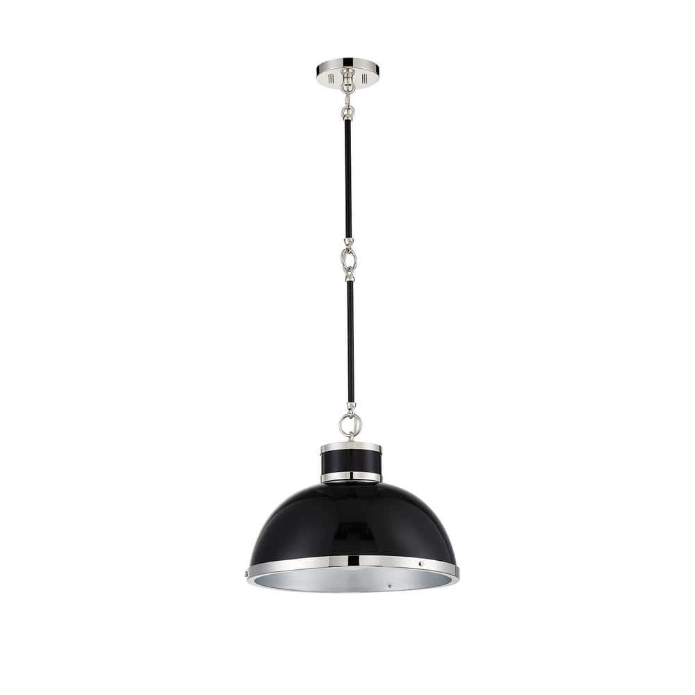Corning Black and Polished Nickel 1-Light Pendant