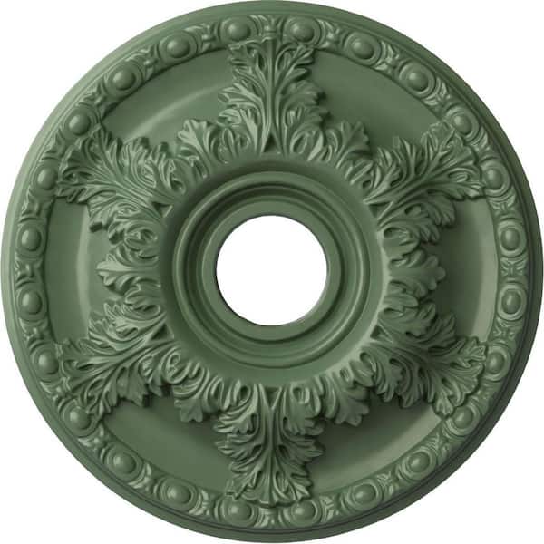 Ekena Millwork 2-1/2" x 18" x 18" Polyurethane Granada Ceiling Medallion Moulding, Hand-Painted Athenian Green