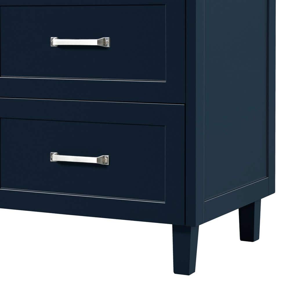 Monroe 66" Midnight Blue Double Sink Vanity with Carrara White Quartz Top