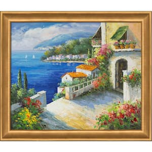 High Rise Bay by Unknown Artists Muted Gold Glow Framed Country Oil Painting Art Print 24 in. x 28 in.
