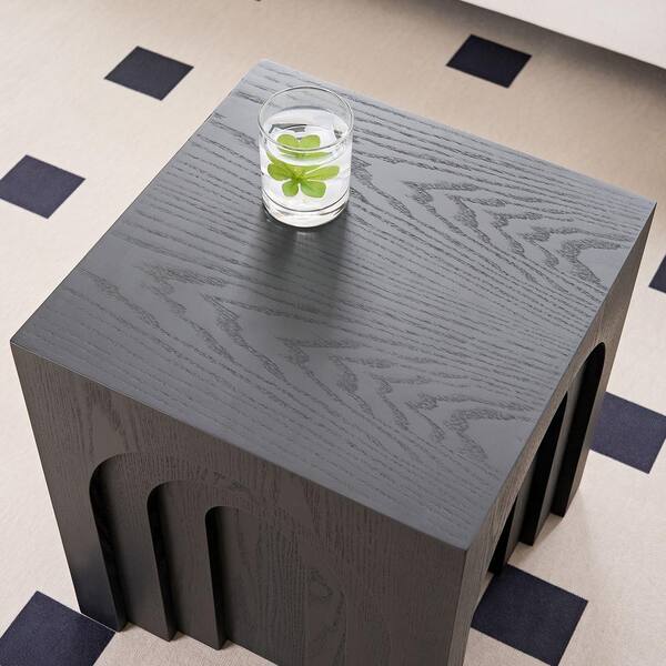15.74 in. H Black Square Wood Outdoor Patio SideTable for 15.74 in. H Black Square Wood Outdoor Patio SideTable for