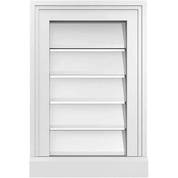 12 in. x 18 in. Vertical Surface Mount PVC Gable Vent: Functional with Brickmould Sill Frame