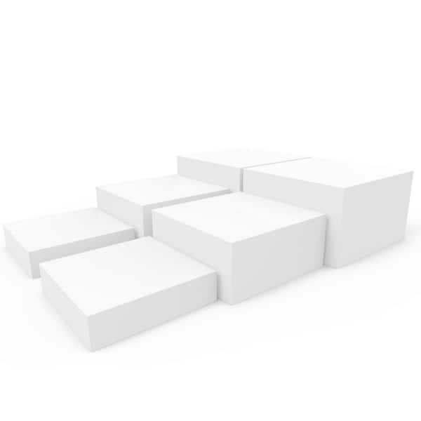3-Tier White Acrylic Buffet Riser Set Display Stand Dessert Cake Stand with Hollow Bottoms for Catering Events