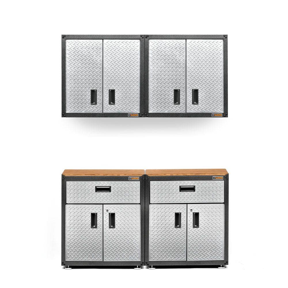Silver Tread Steel Wall-Mount Office Cabinet with Adjustable Shelves