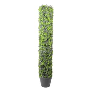 37.5 in. Potted Artificial 2-Tone Boxwood Column Topiary Tree