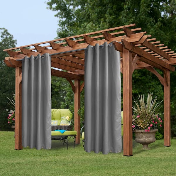 Pro Space Gray Outdoor Thermal Grommet Blackout Curtain - 50 in. W x 120 in. L, 1-Panel