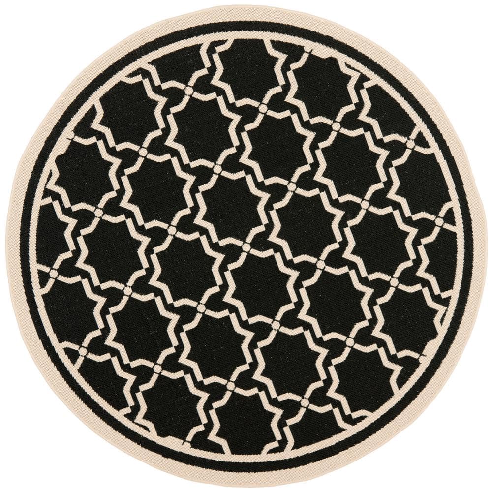 Courtyard Black/Beige 5 ft. x 5 ft. Round Geometric Indoor/Outdoor Patio  Area Rug price history on PriceWatchPro