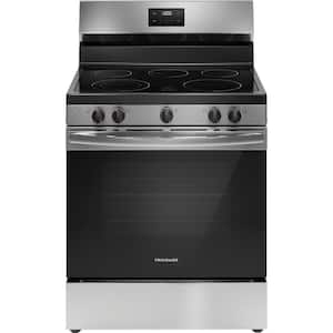 30 in. 5 Burner Element Freestanding Electric Range in Stainless Steel with Dual Expandable Element and Quick Boil