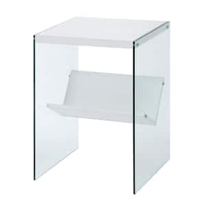 SoHo 15.75 in. W White and Glass 23.75 in. H Rectangle Particle Board End Table with Shelf