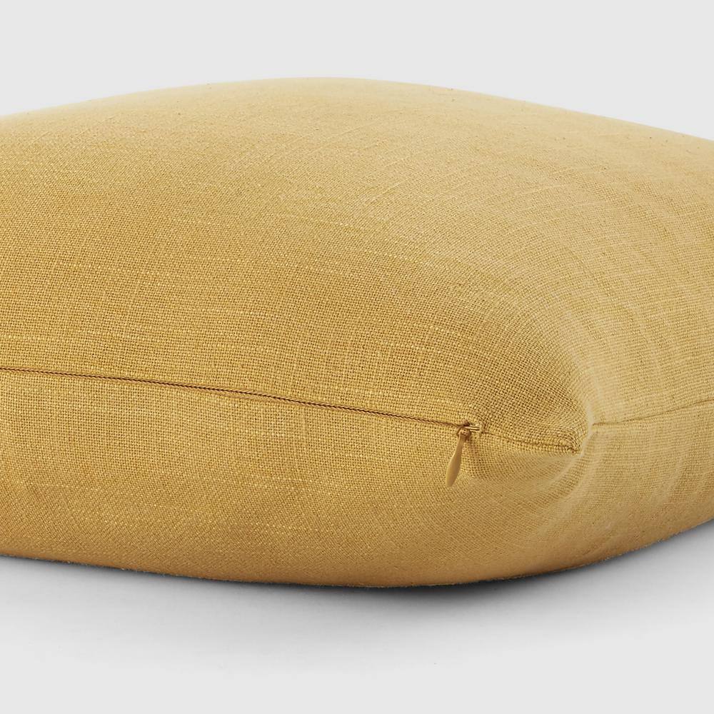 Mustard Yellow Cotton Distressed 20" Square Throw Pillow Set