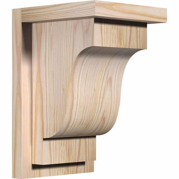 Ekena Millwork 7-1/2 in. x 8 in. x 12 in. Douglas Fir Newport Smooth Corbel with Backplate