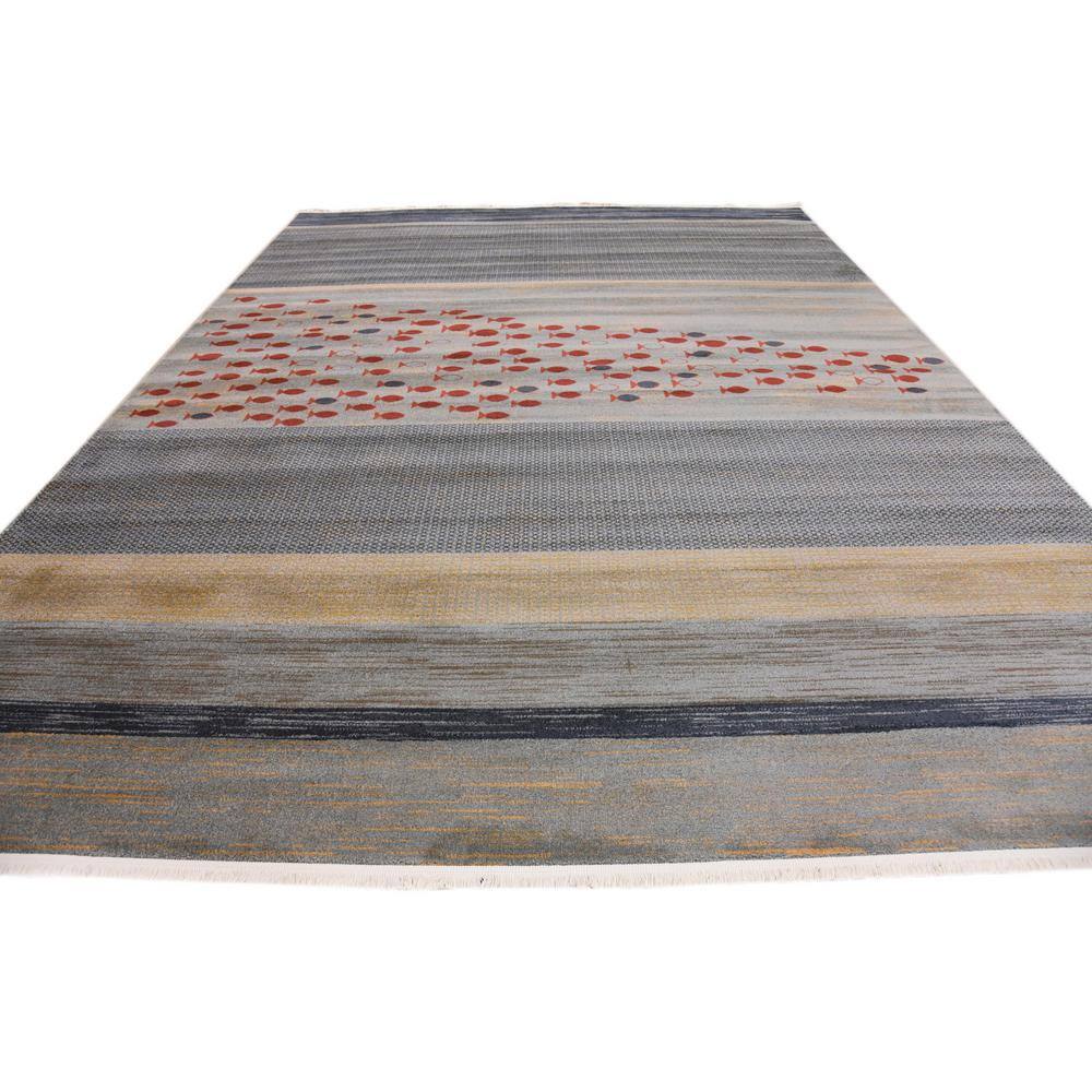 Coastal Charm Blue Stripe Indoor Rug - 9' x 12' Easy Care