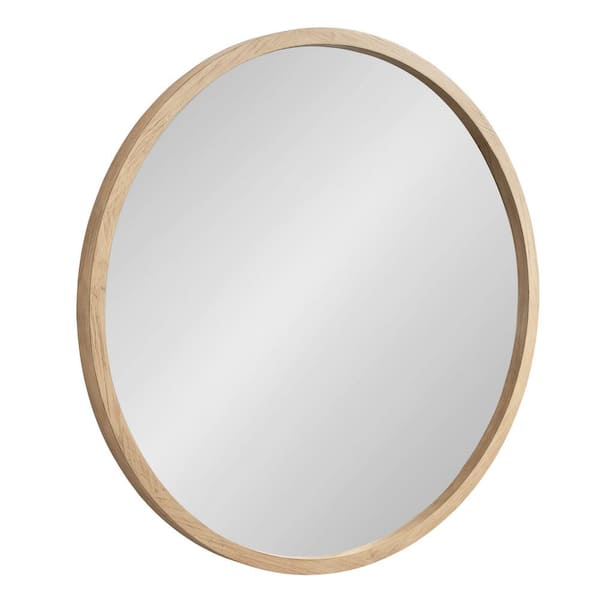 Kate and Laurel Occonor 28 in. W. x 28 in. H MDF Natural Round Transitional Framed Decorative Wall Mirror