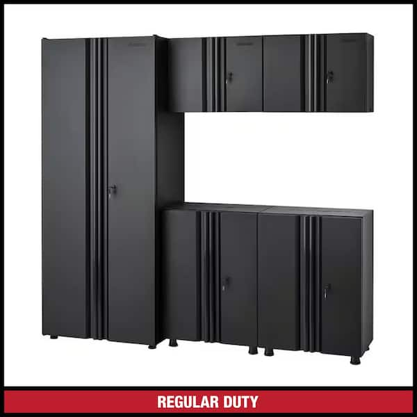 Husky 5-Piece Regular Duty Welded Steel Garage Storage System in Black (78.4 in. W x 75 in. H x 19.6 in. D)