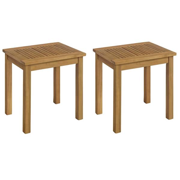 Pure Garden Okemo Weather-Resistant Acacia Wood Outdoor Set of 2 15 in. W Rectangular Side Table Natural Wood Finish