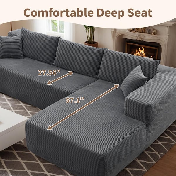 Allwex Verve 106 in. Wide Square Arm 2-Piece Modern Corduroy