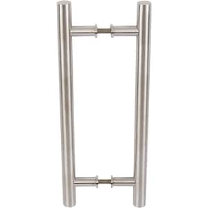 15-3/4 in. Brushed Steel Barn Door Hardware Double Sided Round Pull Handle