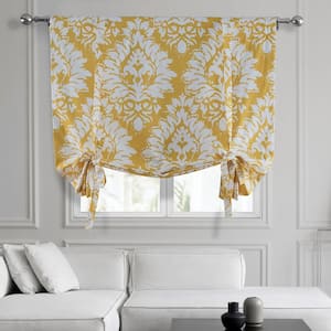 Lacuna Sun Yellow Printed Cotton Rod Pocket Room Darkening Tie-Up Window Shade - 46 in. W x 63 in. L (1 Panel)