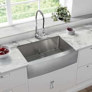 Tourner 30 in. x 21 in. Stainless Steel, Single Basin, Farmhouse Kitchen Sink with Apron
