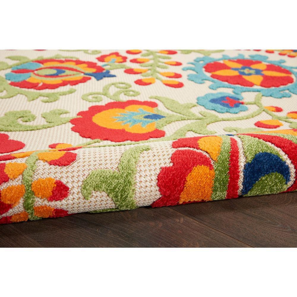 Multicolor Floral Synthetic Runner Rug, 2' x 6'