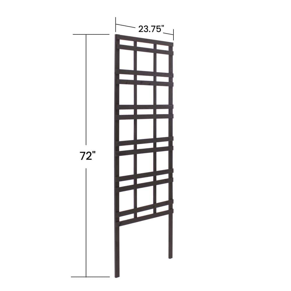 Modern Black Pine Wood Garden Trellis, 72-inch